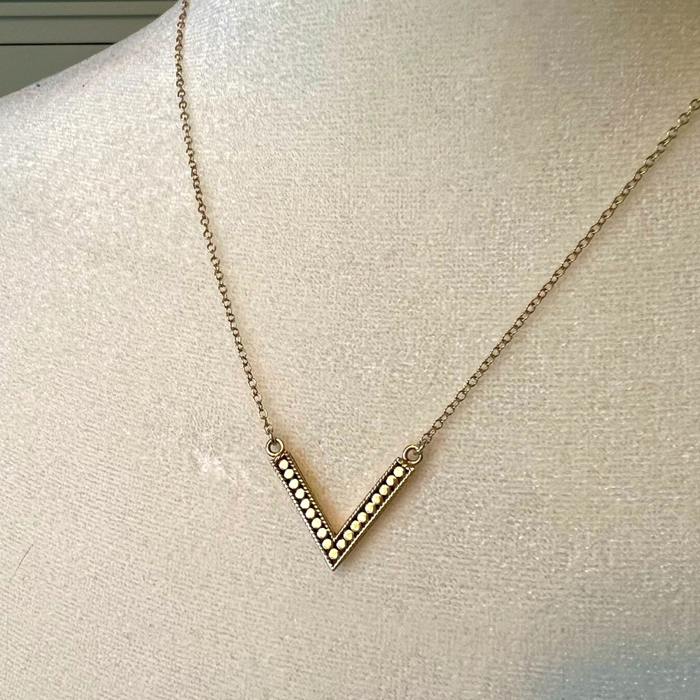ANNA BECK Silver and 18k V necklace.  I LOVE this necklace!!  New home needed!